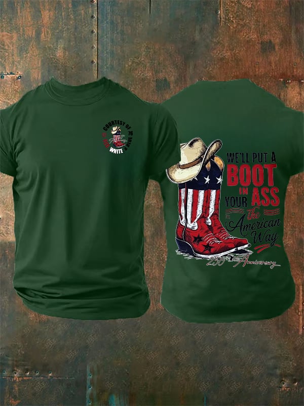 Herren-T-Shirt mit Aufdruck „Wir werden einen Stiefel aufsetzen“