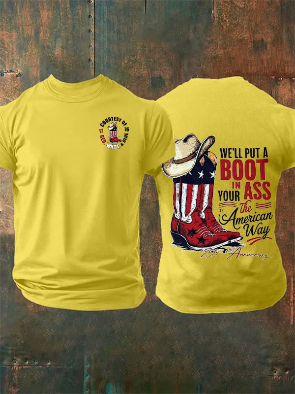 Herren-T-Shirt mit Aufdruck „Wir werden einen Stiefel aufsetzen“