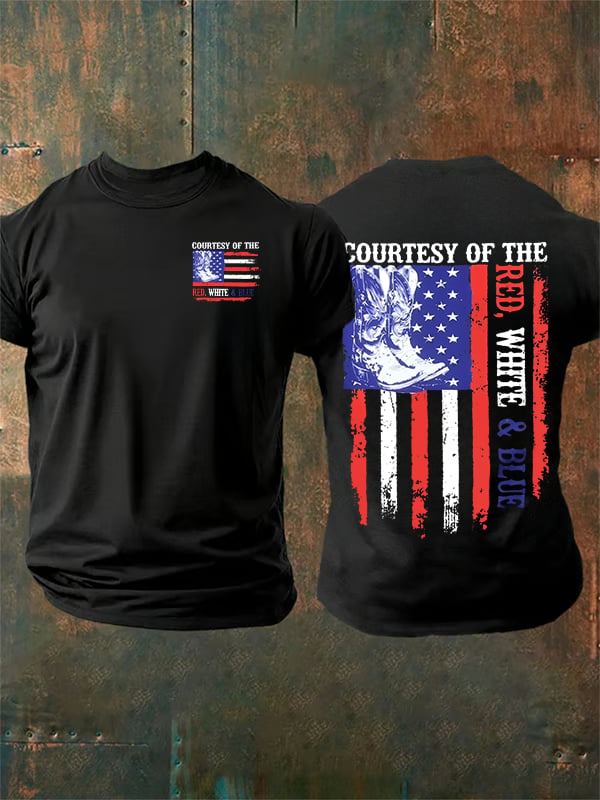 T-shirt pour homme « Courtoisie des drapeaux rouge, blanc et bleu » commémorant le 250e anniversaire