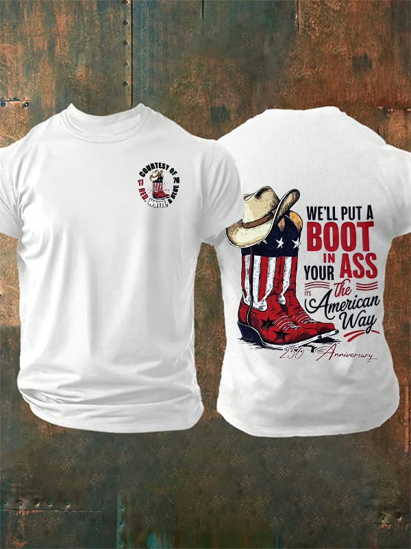 Herren-T-Shirt mit Aufdruck „Wir werden einen Stiefel aufsetzen“