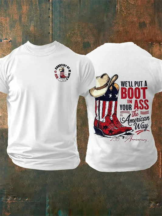 Herren-T-Shirt mit Aufdruck „Wir werden einen Stiefel aufsetzen“
