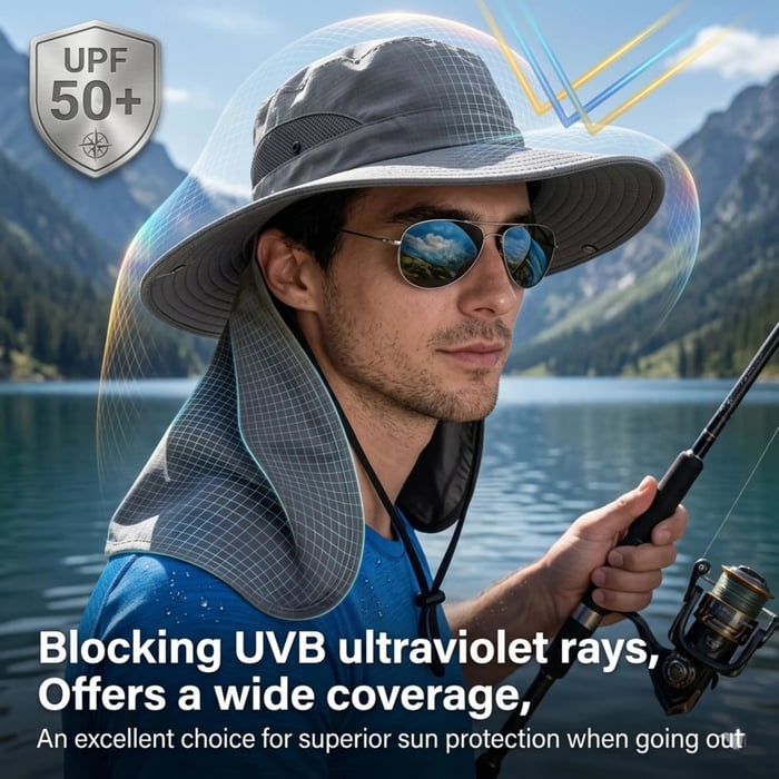 🎁Compra 1 y llévate 1 gratis🎁Sombrero de pescador de primavera/verano con protector facial desmontable para pesca al aire libre y protección para el cuello.