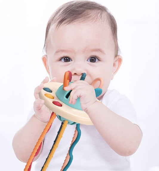 🌌Busy Toy For Baby Early Learning UFO Silicone Pulling Toy