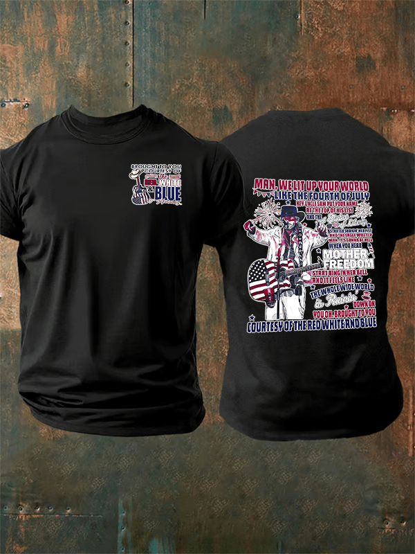 Camiseta de hombre con estampado rojo, blanco y azul