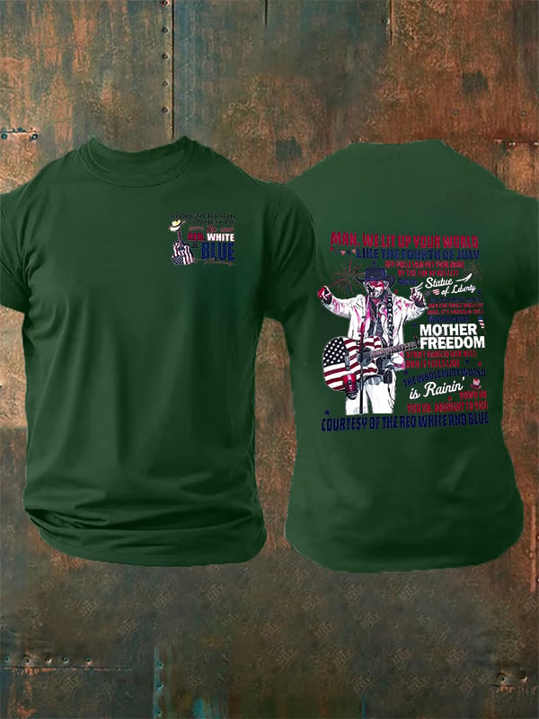 Camiseta de hombre con estampado rojo, blanco y azul