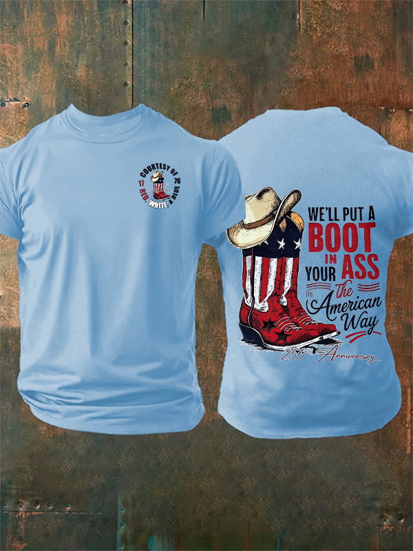 Herren-T-Shirt mit Aufdruck „Wir werden einen Stiefel aufsetzen“