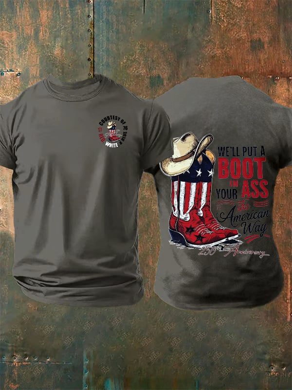 Herren-T-Shirt mit Aufdruck „Wir werden einen Stiefel aufsetzen“