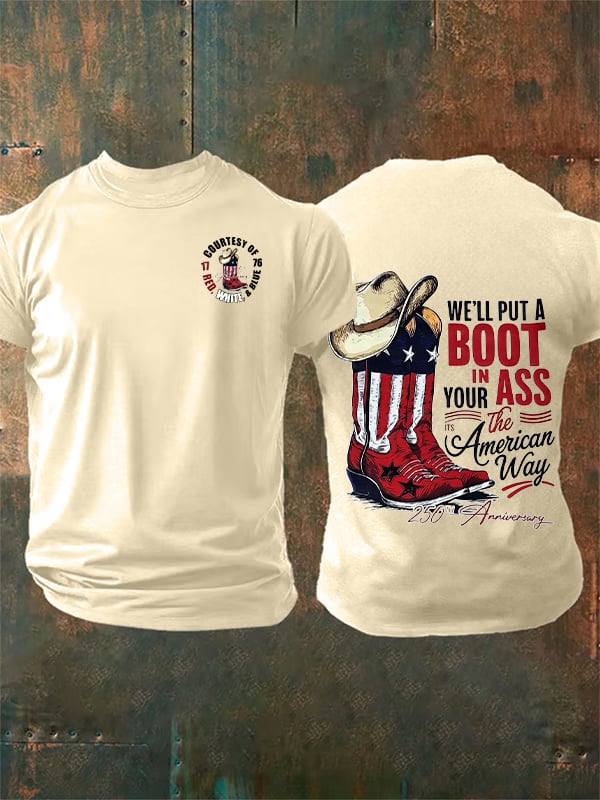 Herren-T-Shirt mit Aufdruck „Wir werden einen Stiefel aufsetzen“