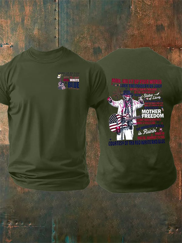 Camiseta de hombre con estampado rojo, blanco y azul