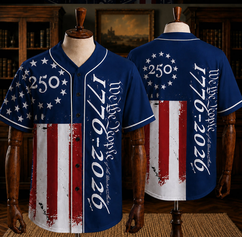 Camiseta de béisbol del 250 aniversario de la Libertad Patriótica, 1776-2026 Camiseta Patriótica de EE. UU.