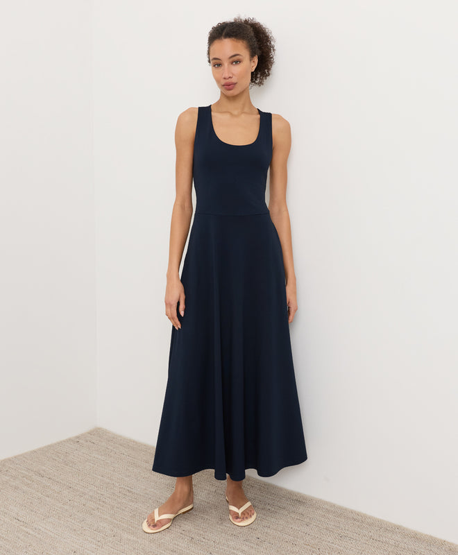 Bio-Maxikleid in A-Linien-Optik mit offenem Rücken